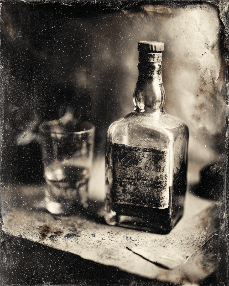 Haunting Tintype Bottle of Whiskey Photo