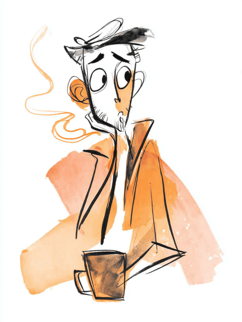 Loose Watercolor Sketch Coffee Illustration