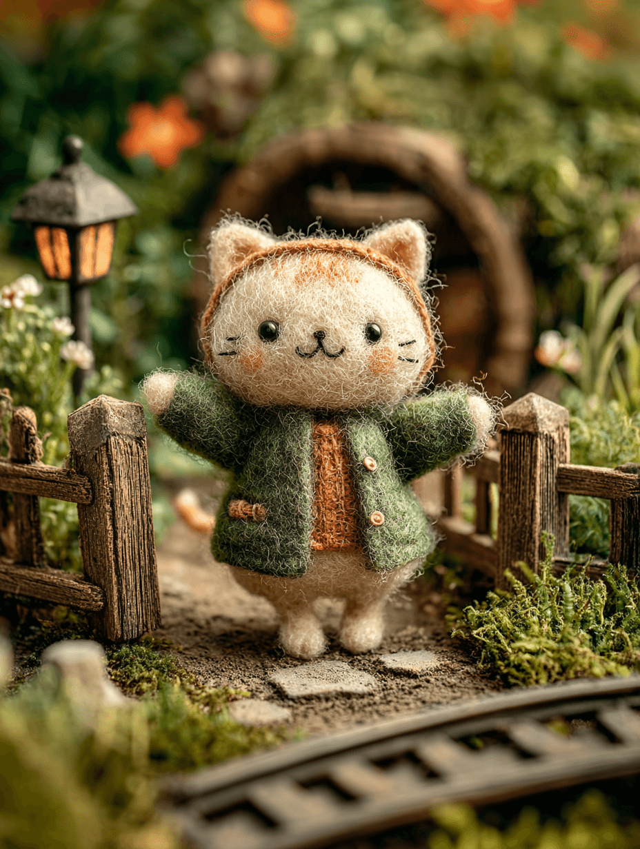 Handcrafted Wool Baby Kitten Character Alternate