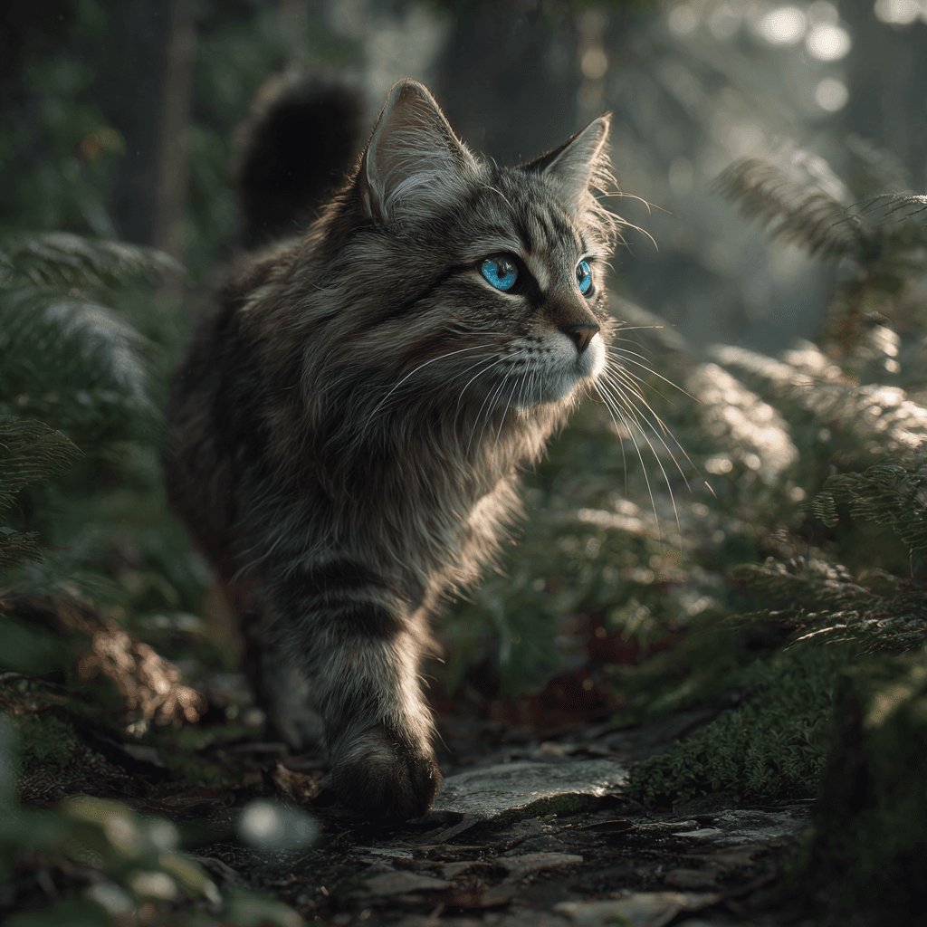Superb Cat with Blue Eyes Walking Photo