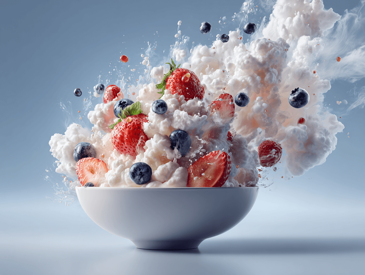 Sophisticated Bowl of Fresh Yogurt Advertisement Photo