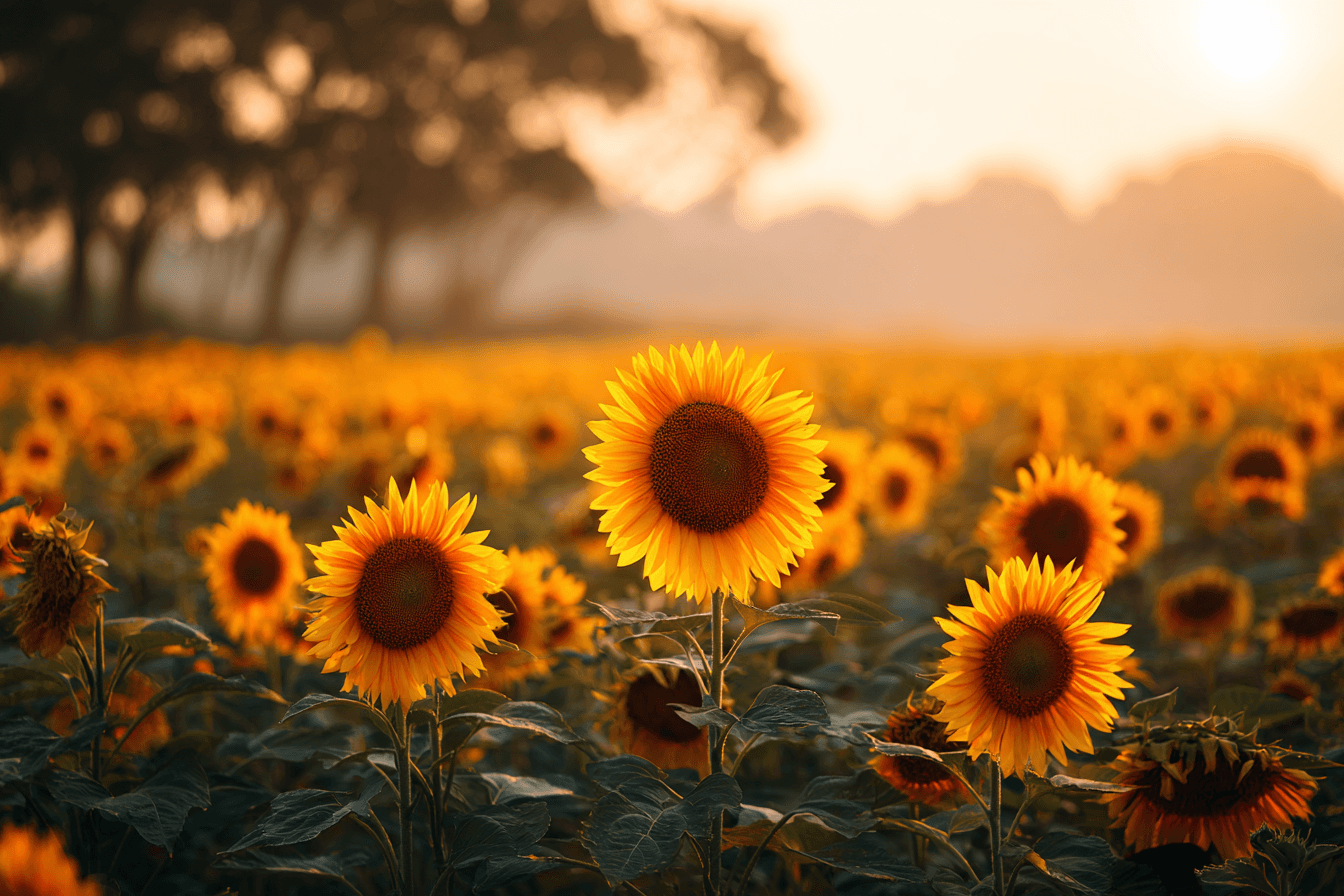 Golden Hour Sunflower Field Photo