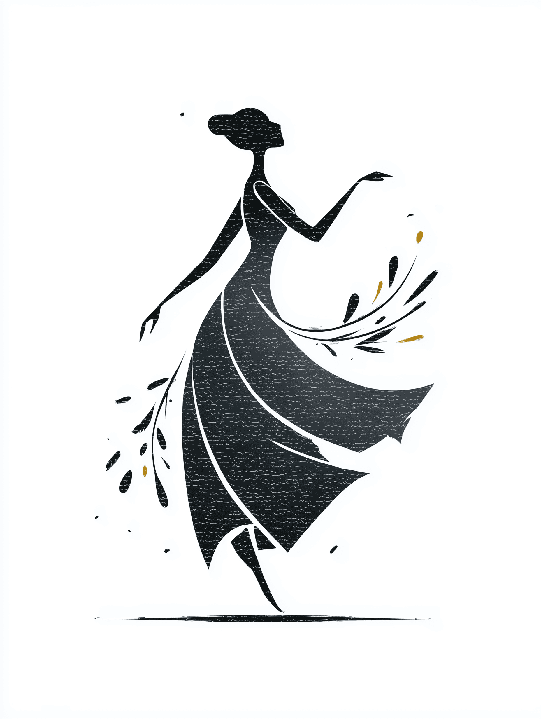 Bold Graphic Dancer with Flowing Dress Illustration