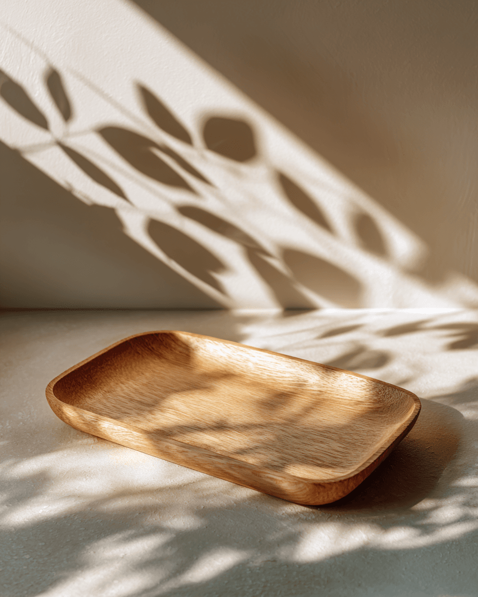 Pale Wooden Tray Product Surface Photo