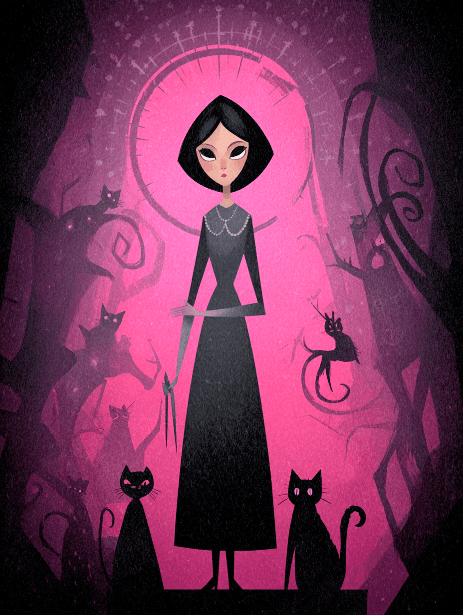 Gothic Flat Seamstress Illustration