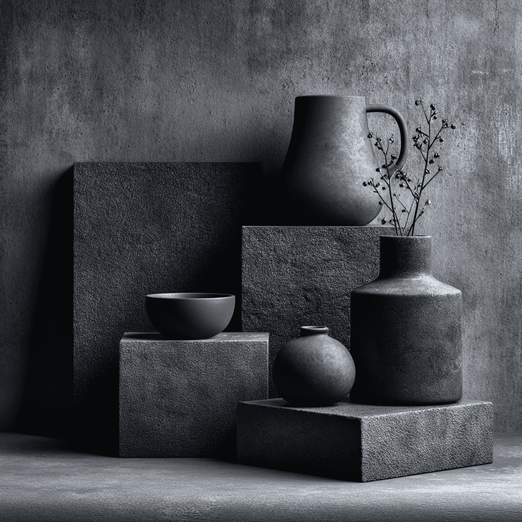 Monochrome Charcoal Black Editorial Still Life