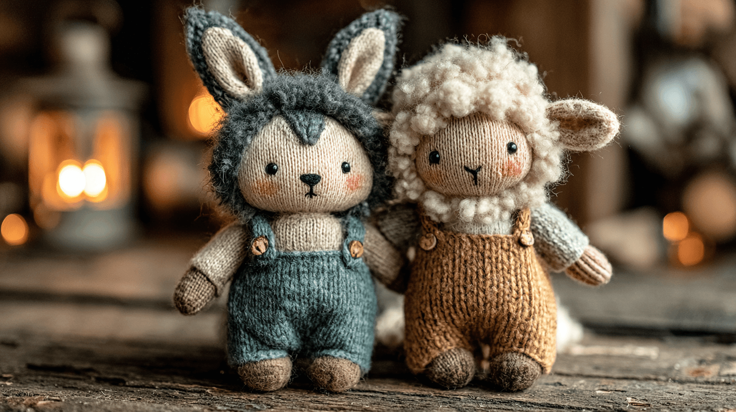 Plush Wolf and Sheep Friendship Photo