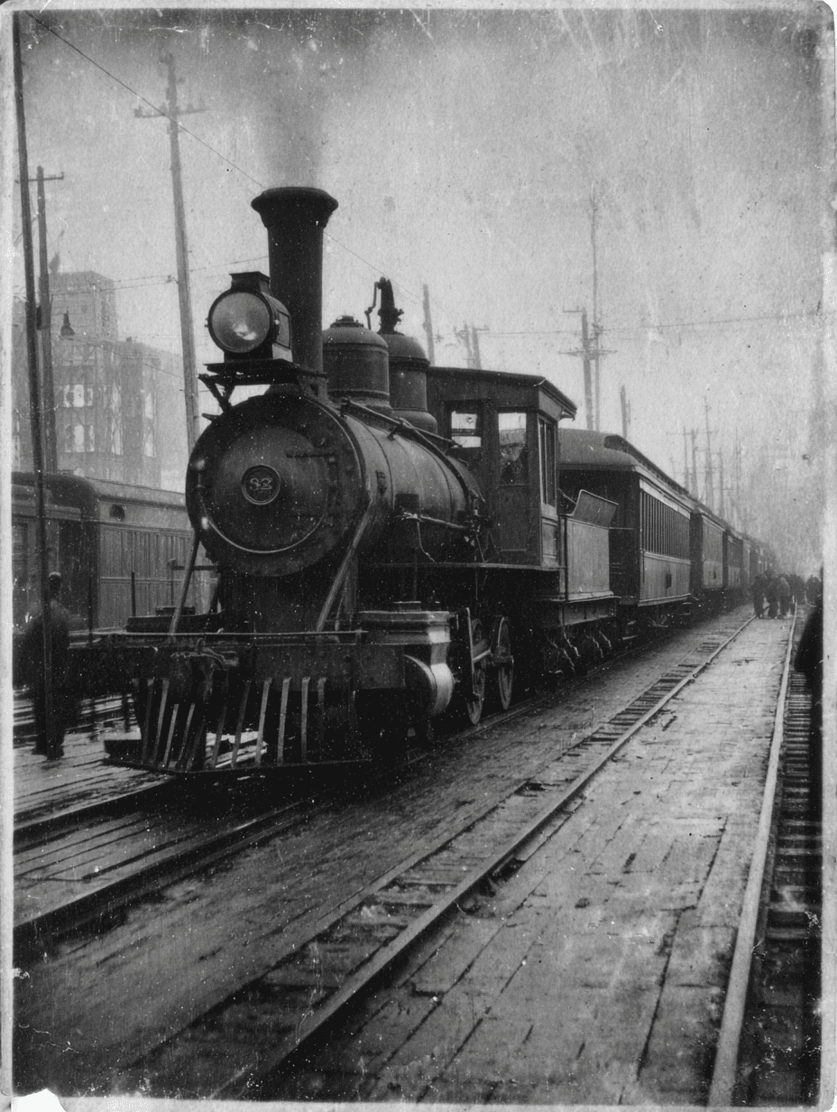 Antique Black and White Steam Locomotive Photograph