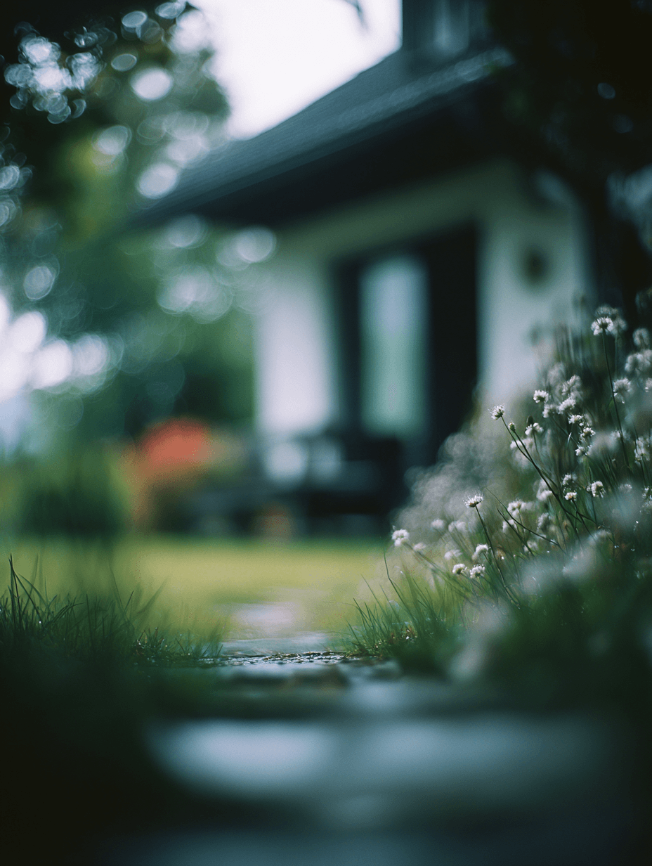 Dreamy Bokeh Lonely House in Distance Photo