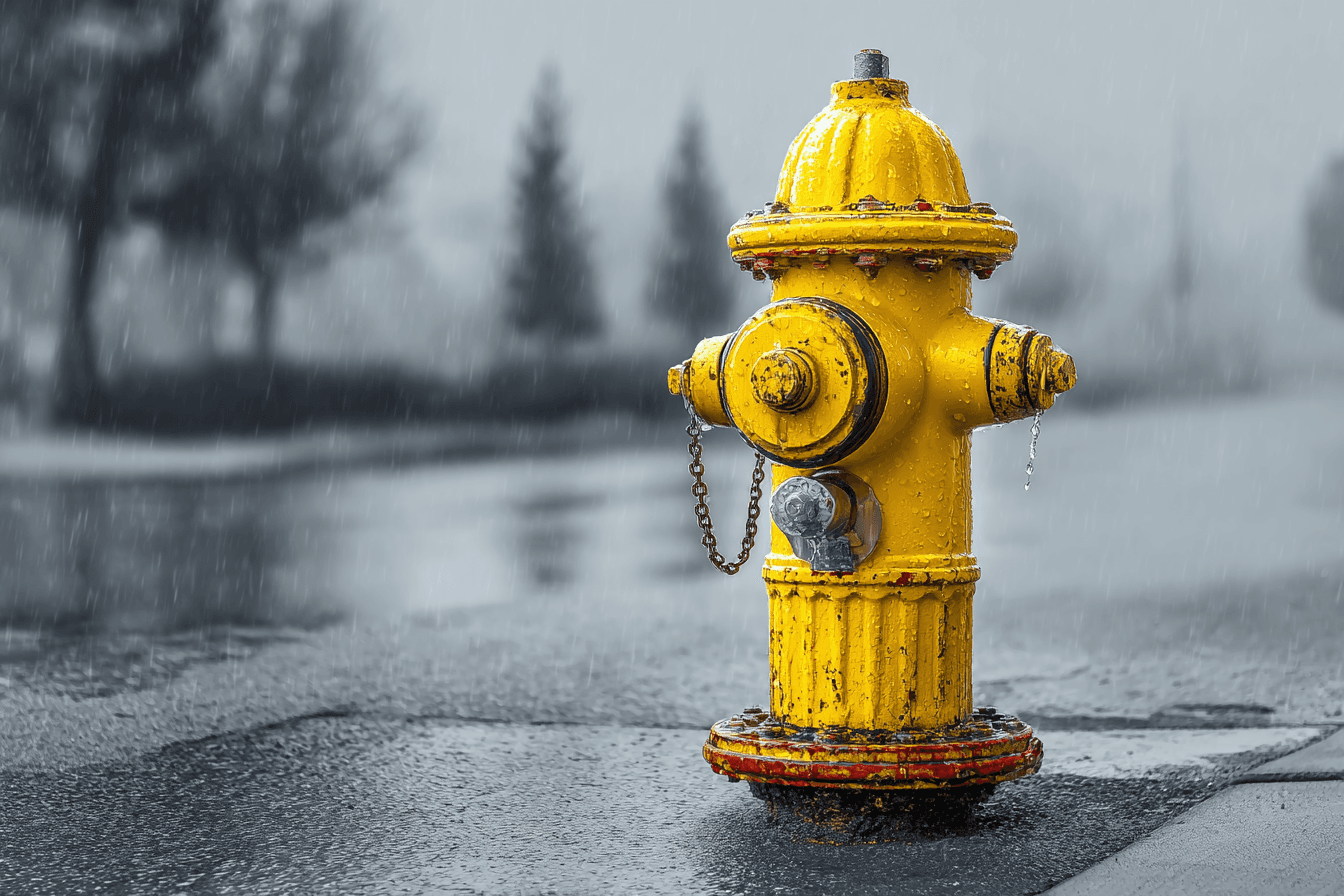 Selective Color Rainy Fire Hydrant Photo