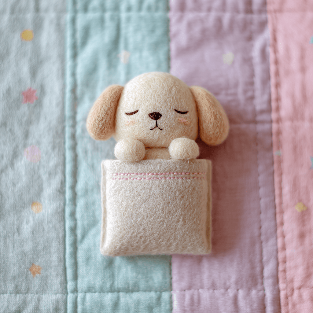 Tiny Sleeping Plush Dog Front View Plush Toy