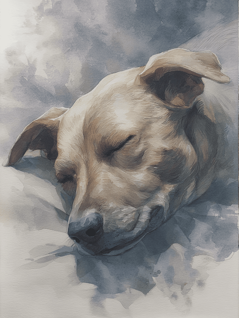 Soft Realistic Watercolor Sleeping Dog Illustration