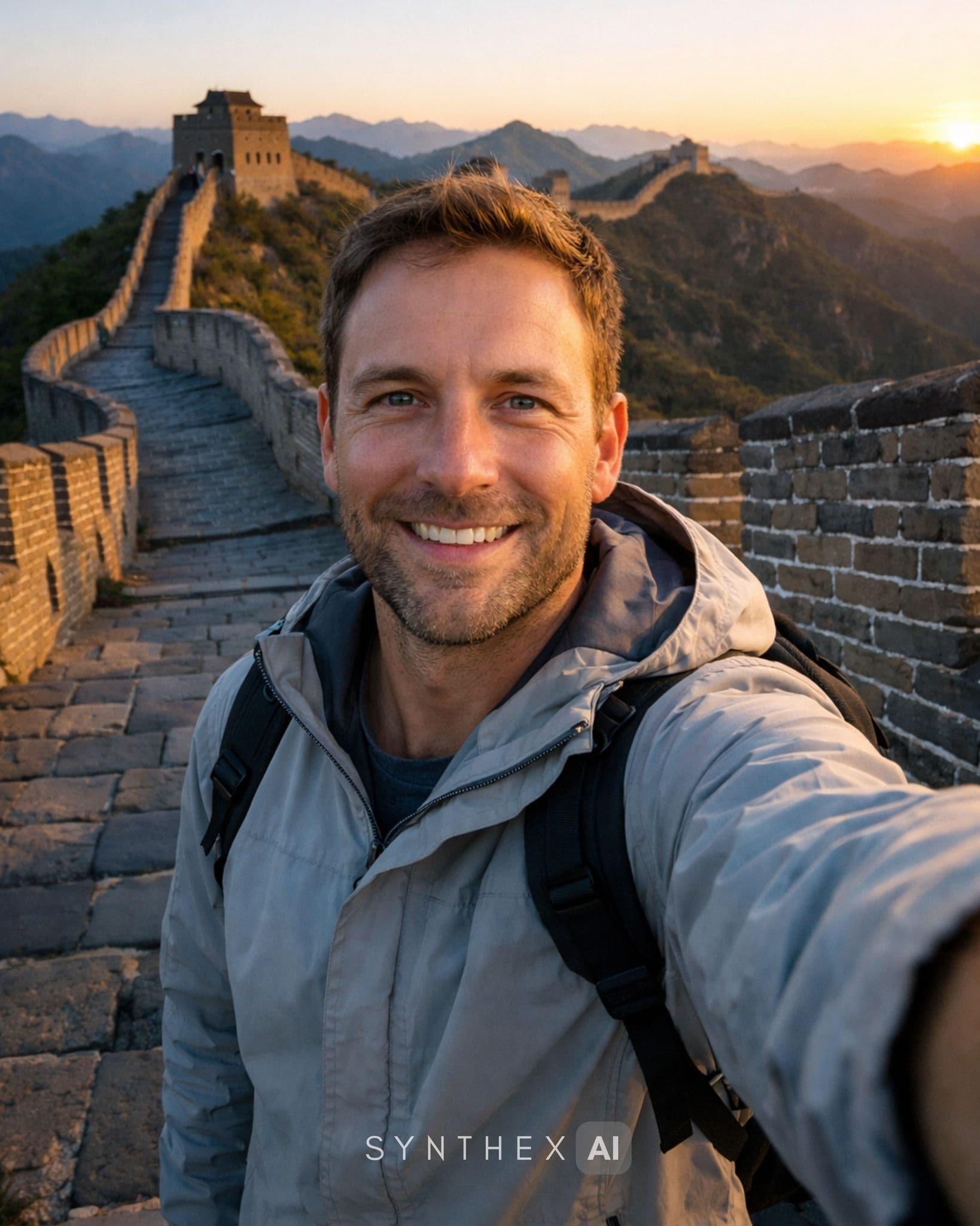 Generate Great Wall Dawn Selfies