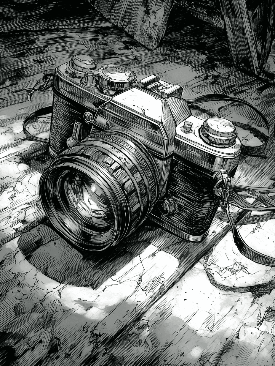 Graphite Pencil Vintage Camera Sketch