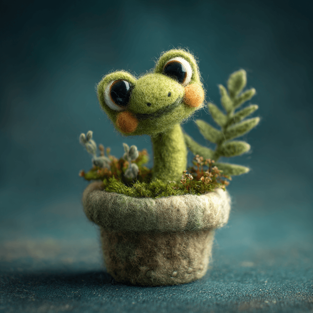 Cute Felted Snake Handmade Pot Photo