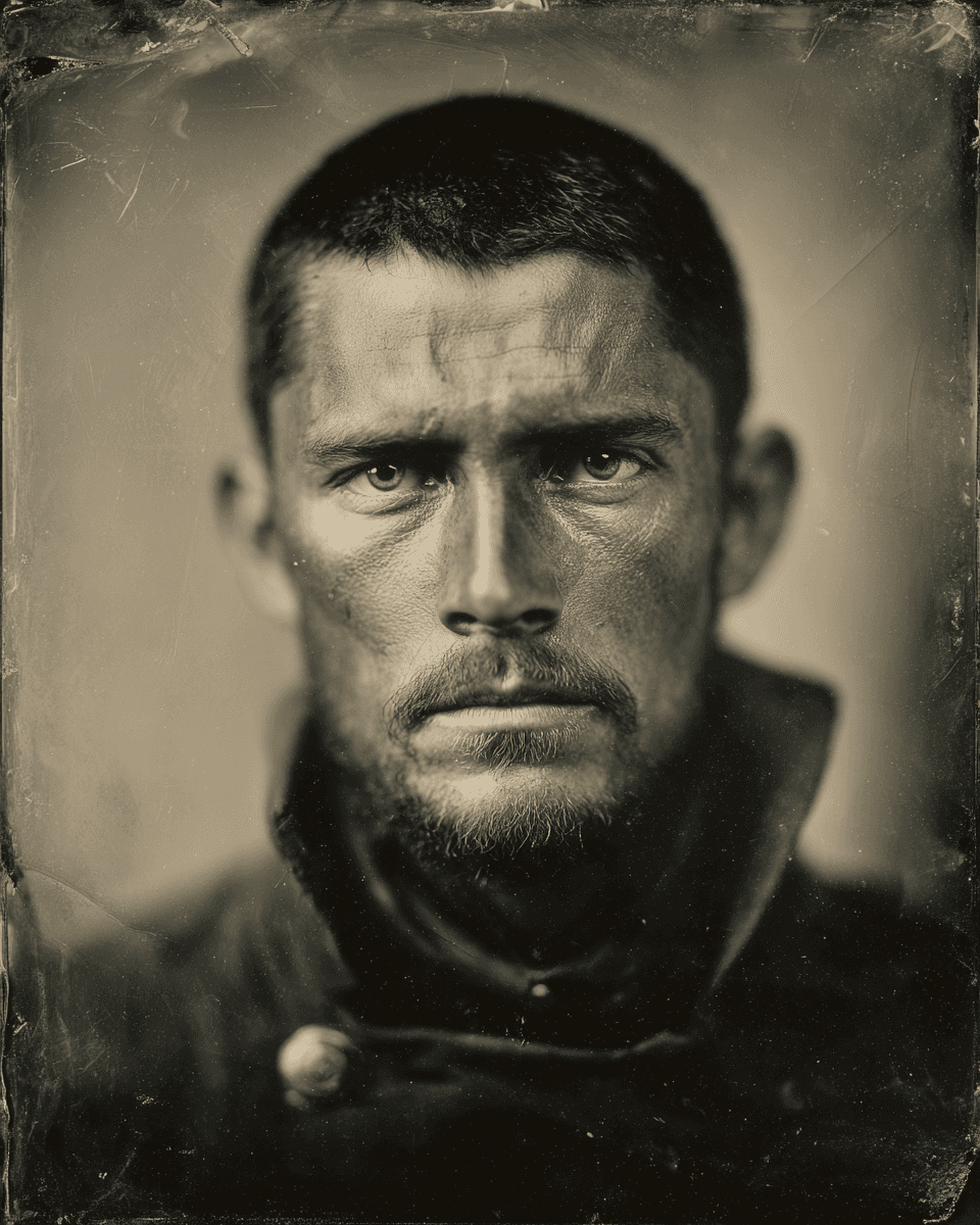 Haunting Tintype Stoic Civil War Soldier with Photo