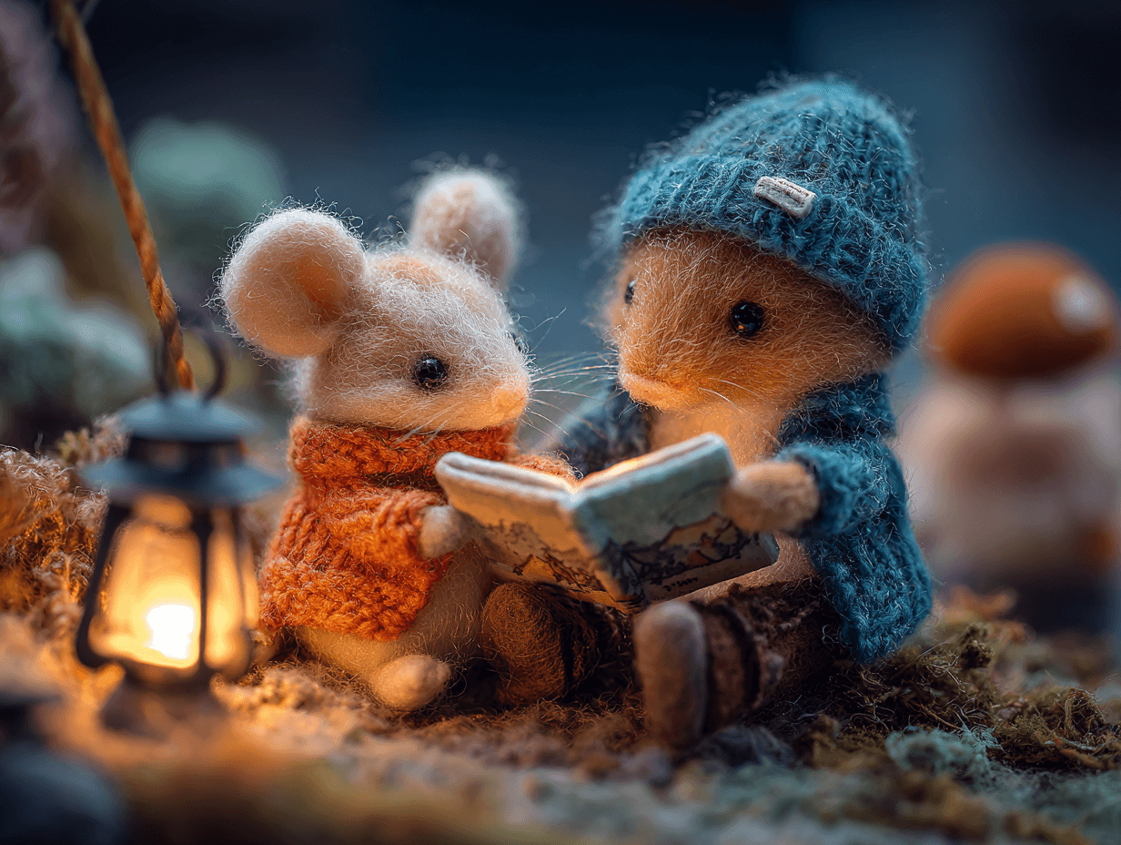 Heartwarming Diorama Dog Reading Tiny Photo
