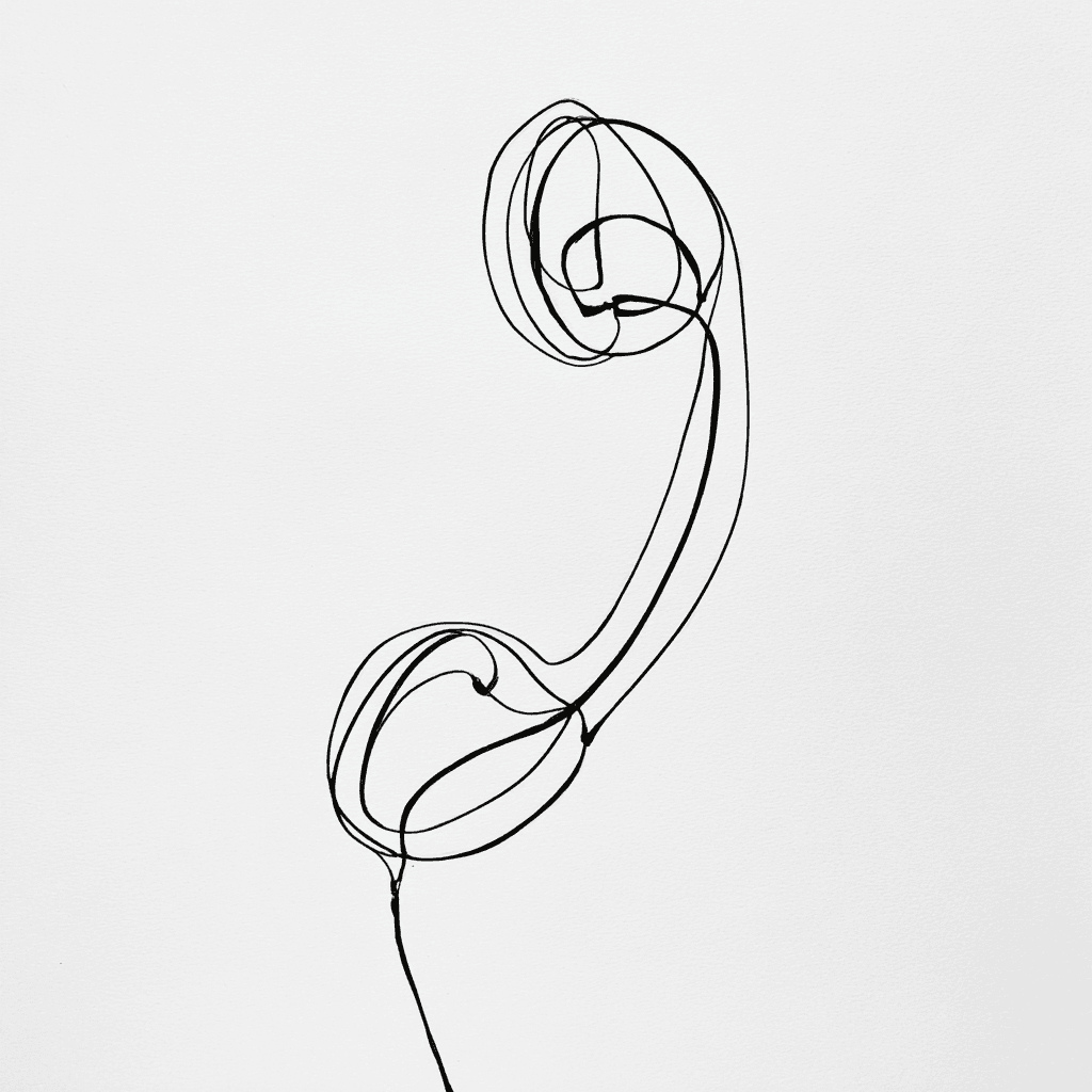 Minimalist Single Line Wire Phone Drawing