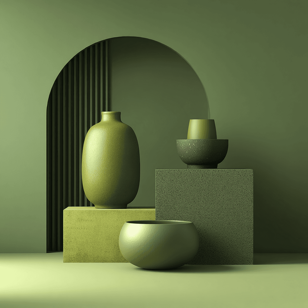 Monochrome Olive Green Editorial Still Life
