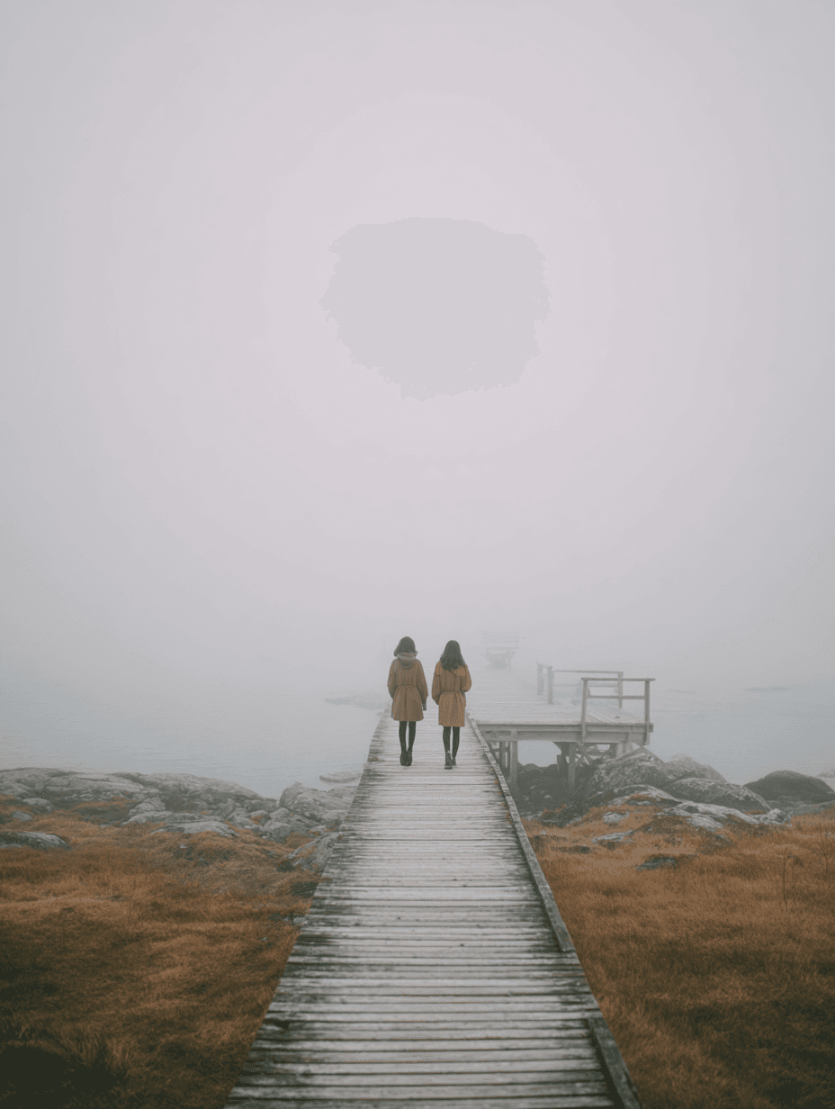 Overcast Nordic Foggy Boardwalk Photo
