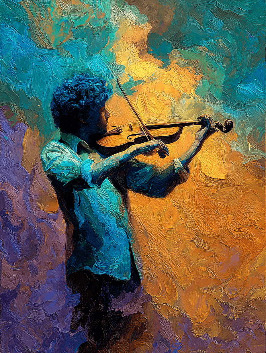 Vibrant Painterly Violinist on Stage Painting