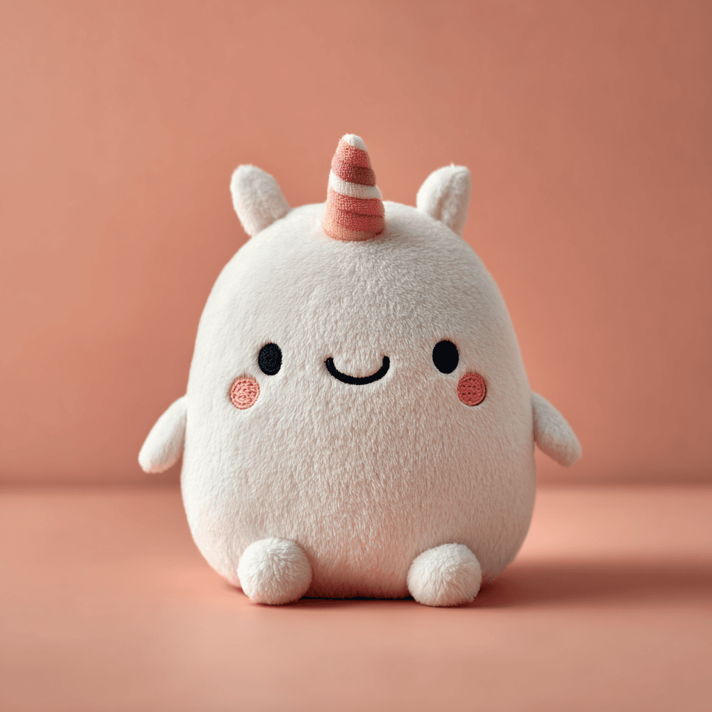 Round Kawaii Unicorn Plush Product Photo