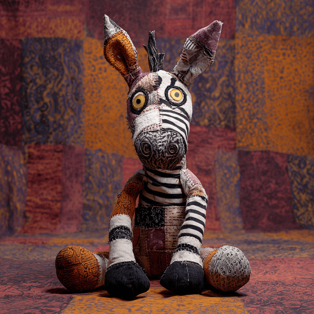 Uncanny Patchwork Plush Zebra Photo