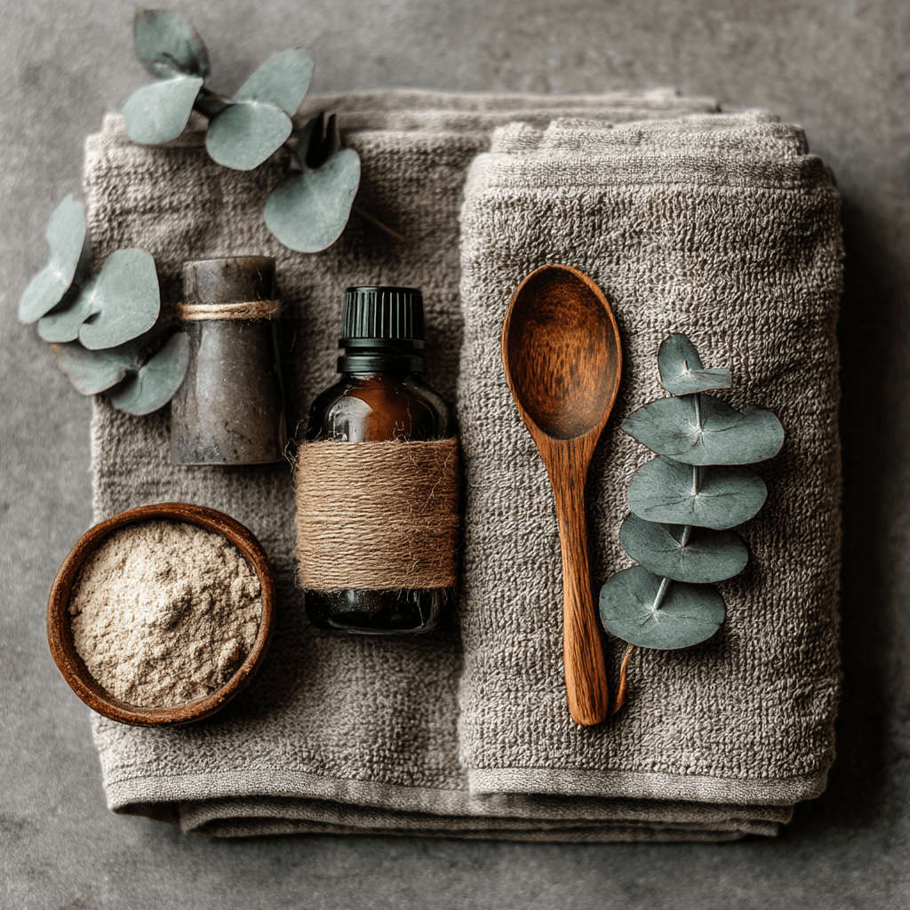 Flat-lay of Handcrafted Natural Skincare Products Arranged