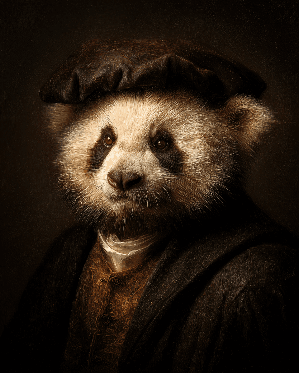 Dutch Masters Panda Studious Monk Portrait