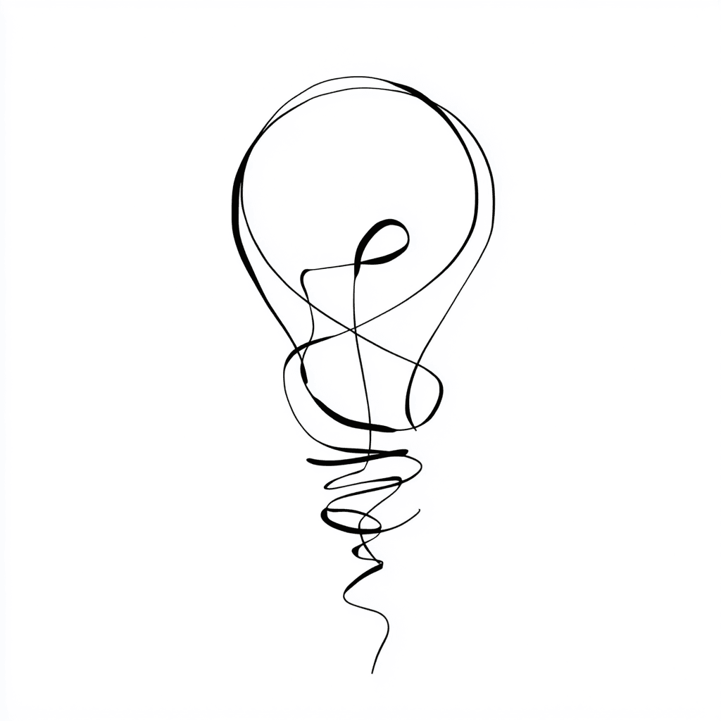Minimalist Single Line Lightbulb Drawing