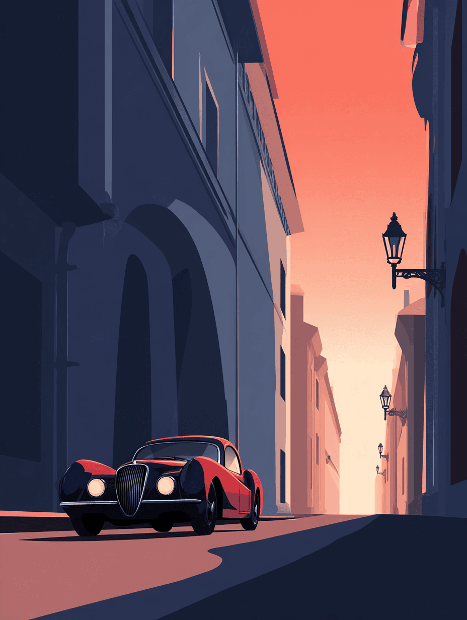 Minimalist Flat Vector Classic Car Illustration