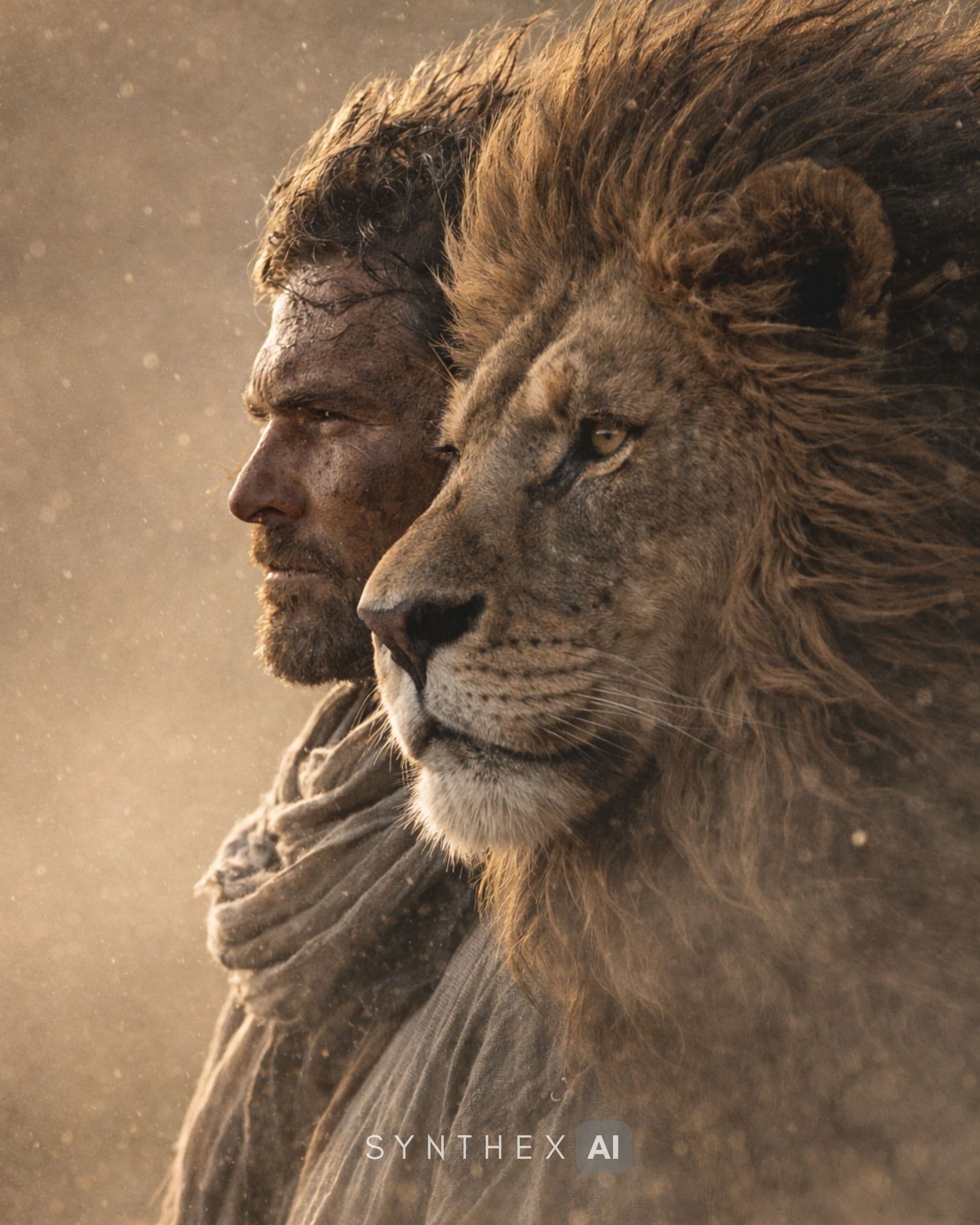 Generate Lion Dust Storm Portraits