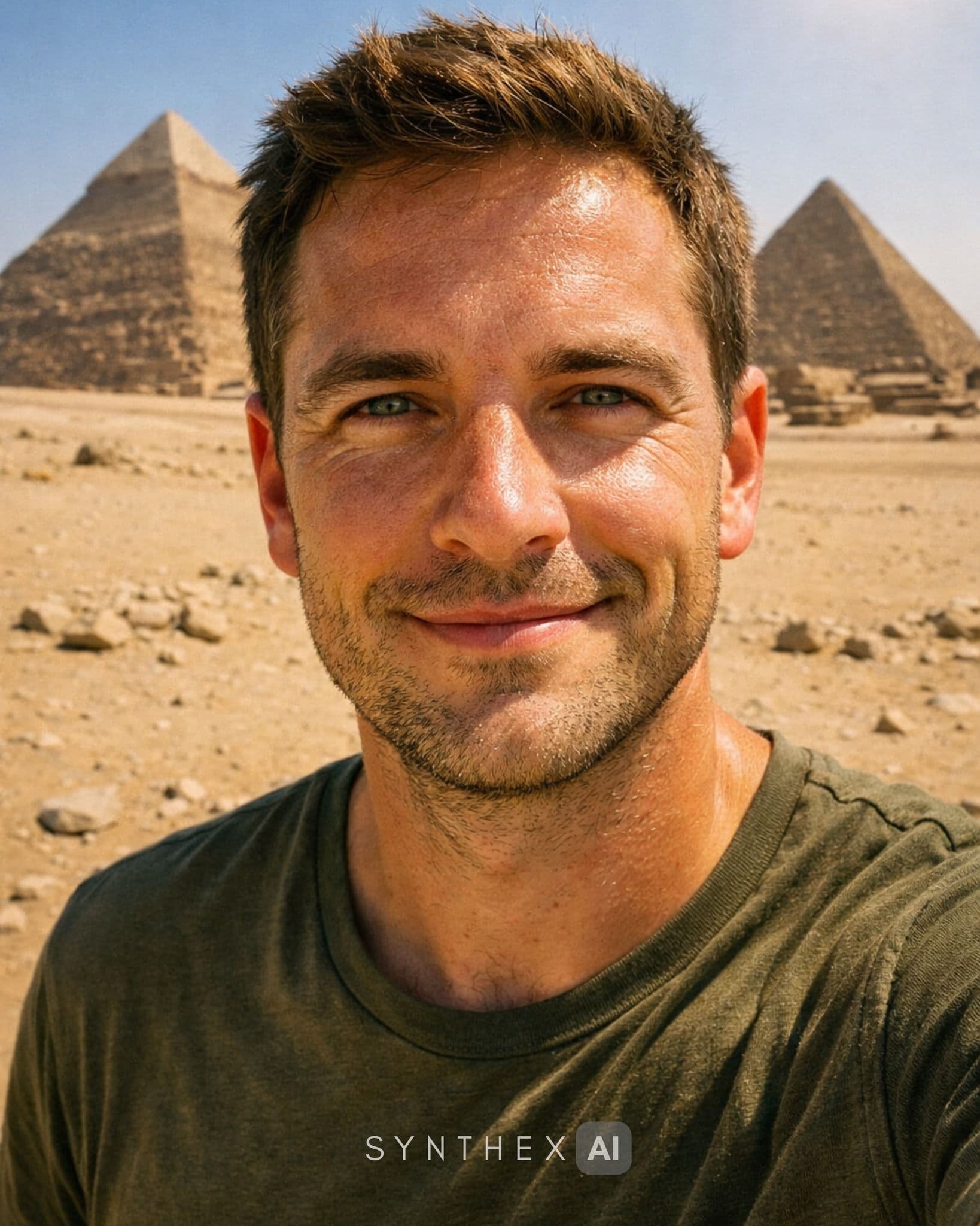 Generate Giza Pyramid Travel Selfies