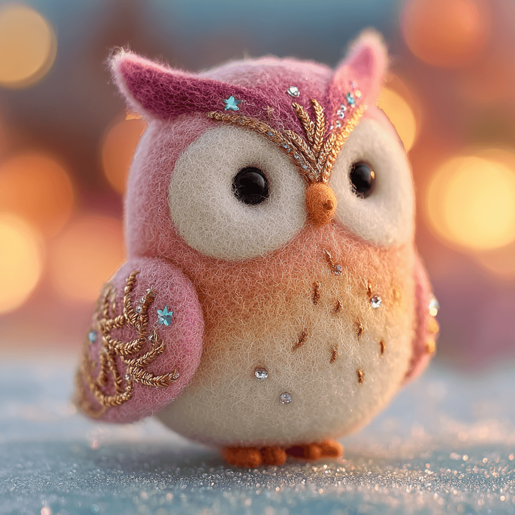 Felt Plush Owl Character