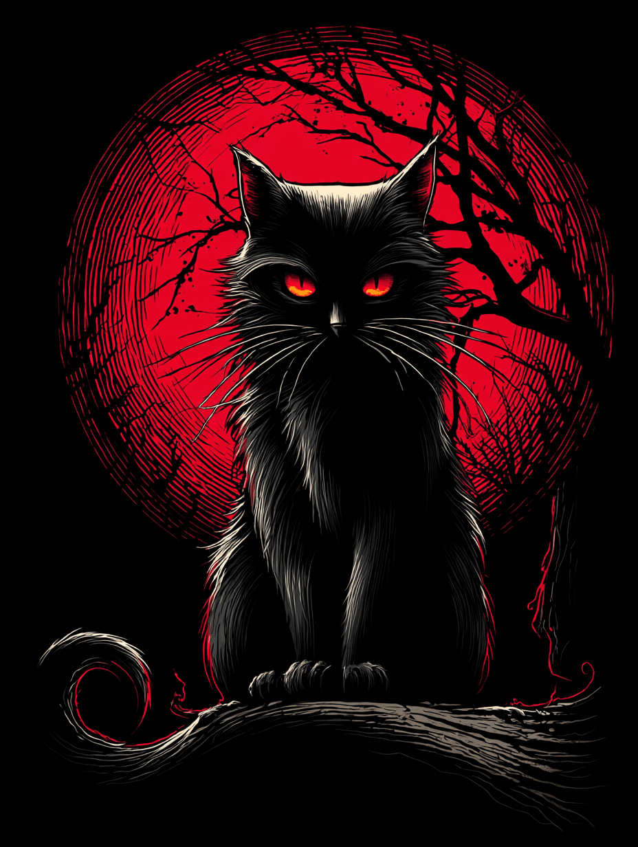Dark Fantasy Black Cat Illustration