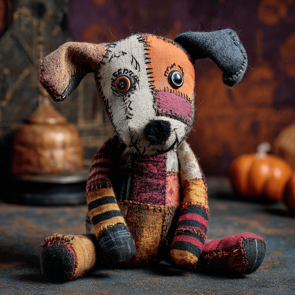 Uncanny Patchwork Plush Dog Photo