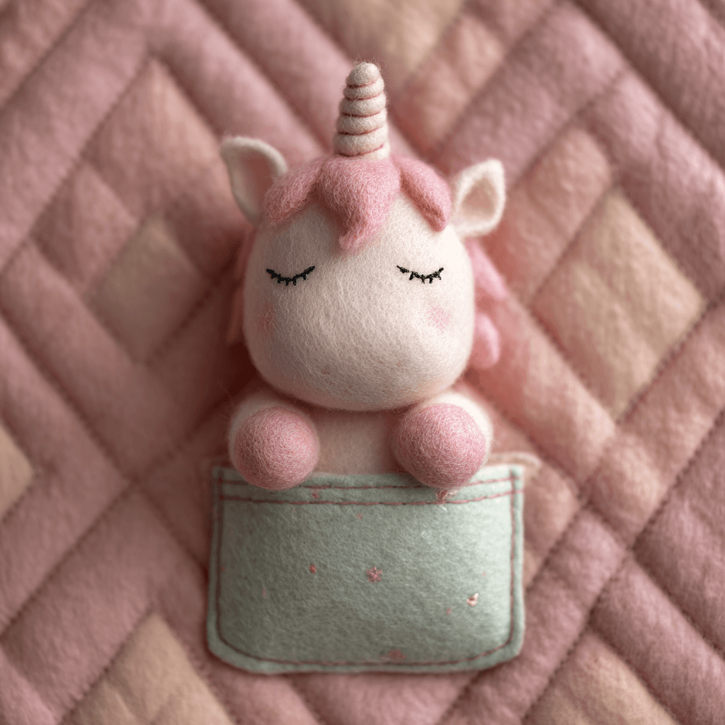 Tiny Sleeping Plush Unicorn Front View Plush Toy