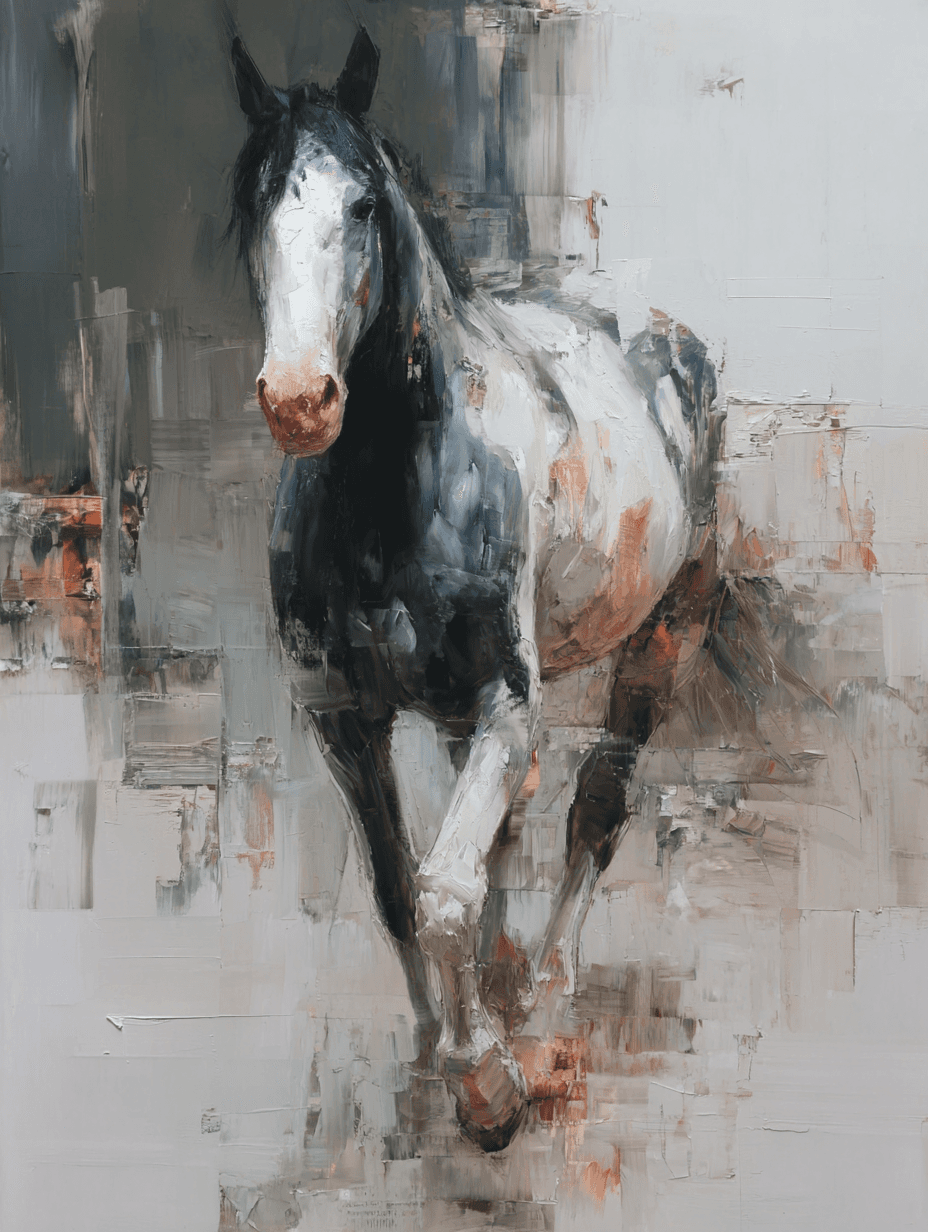 Expressive Oil Regal Horse Portrait Painting