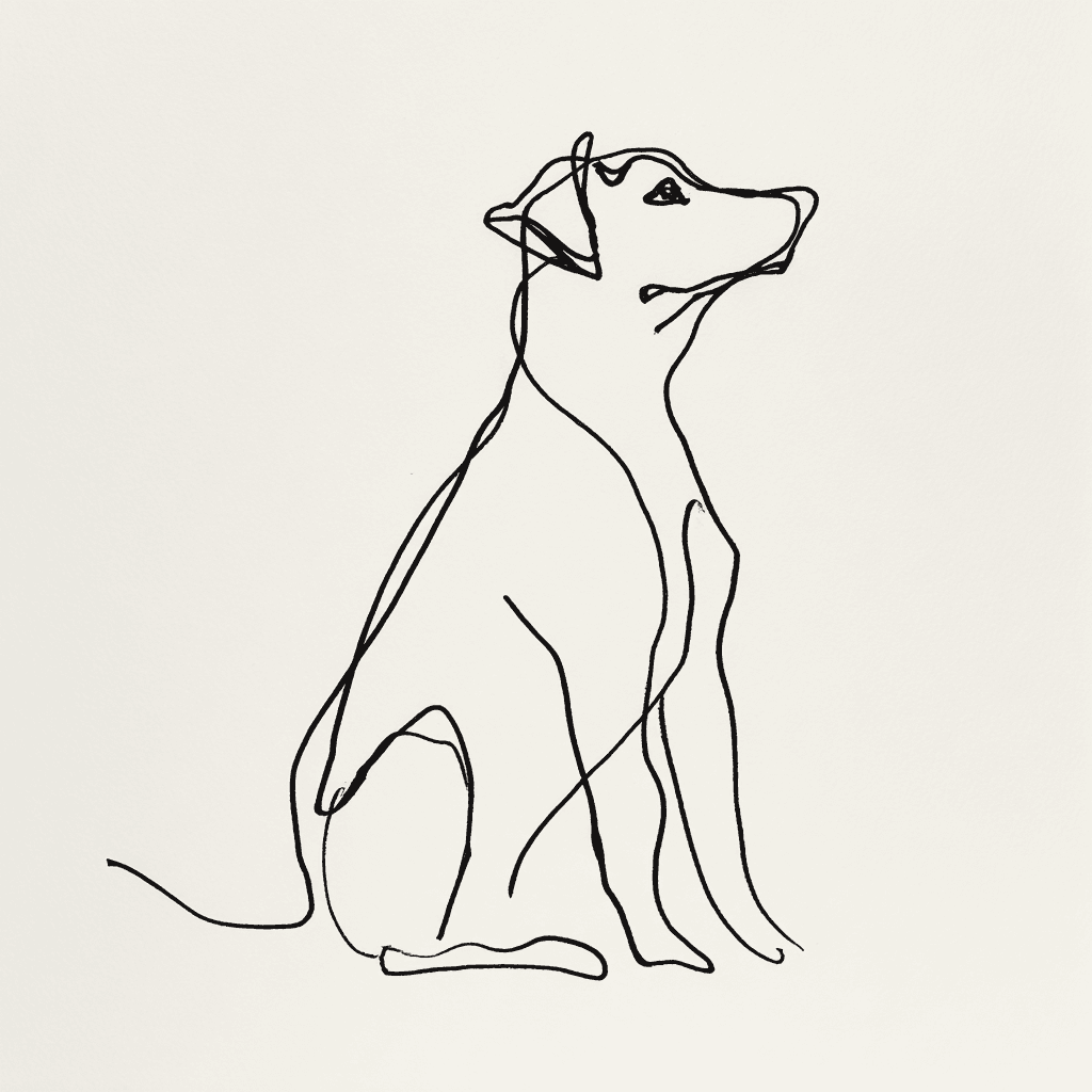 Minimalist Single Line Dog Drawing