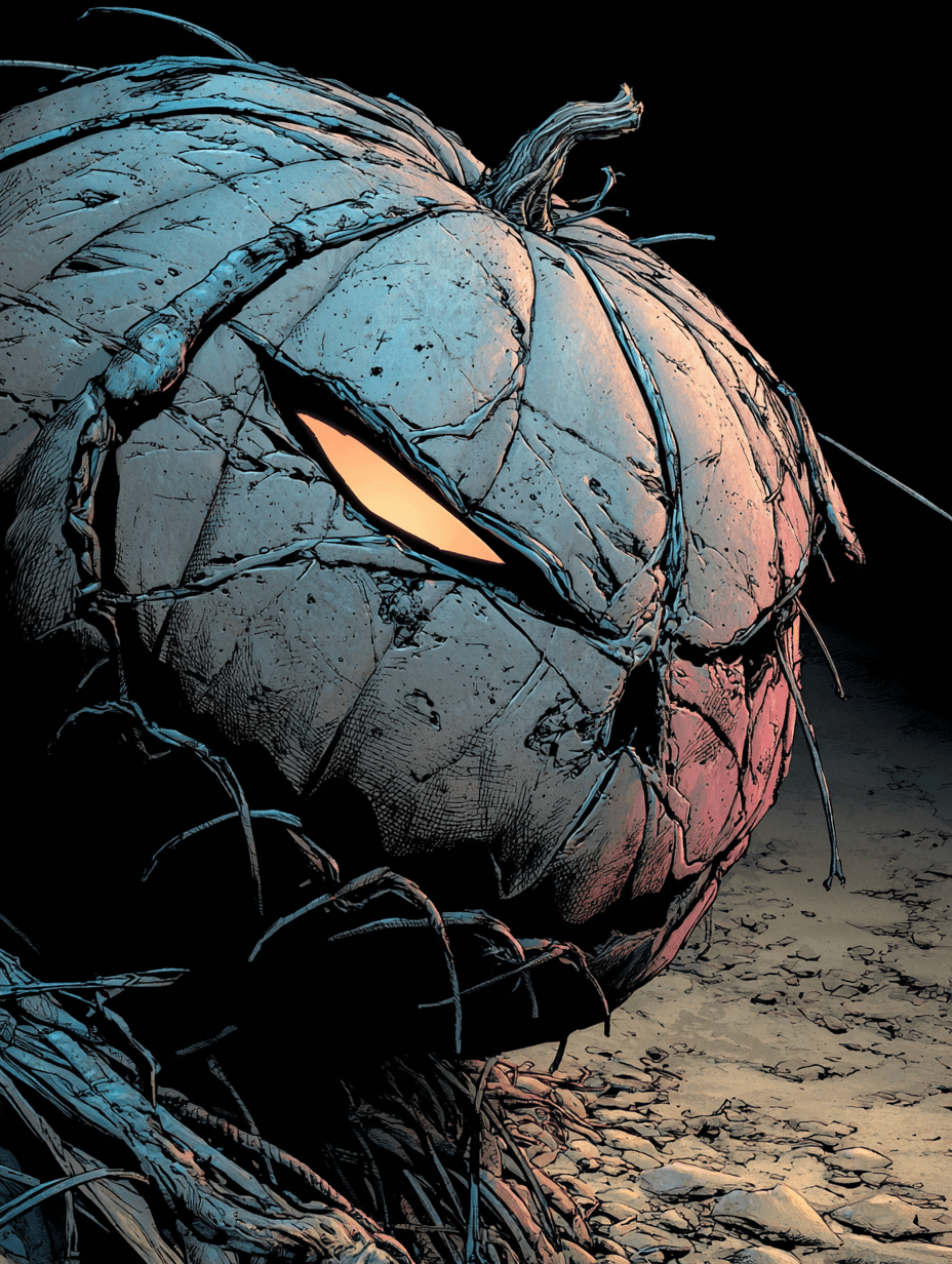 Gritty Cinematic Evil Halloween Pumpkin Scene