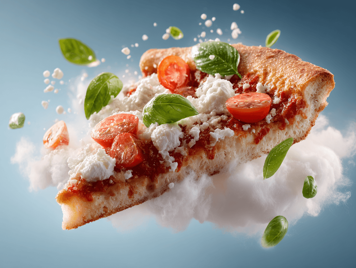 Sophisticated Perfect Slice of Margherita Pizza Advertisement Photo