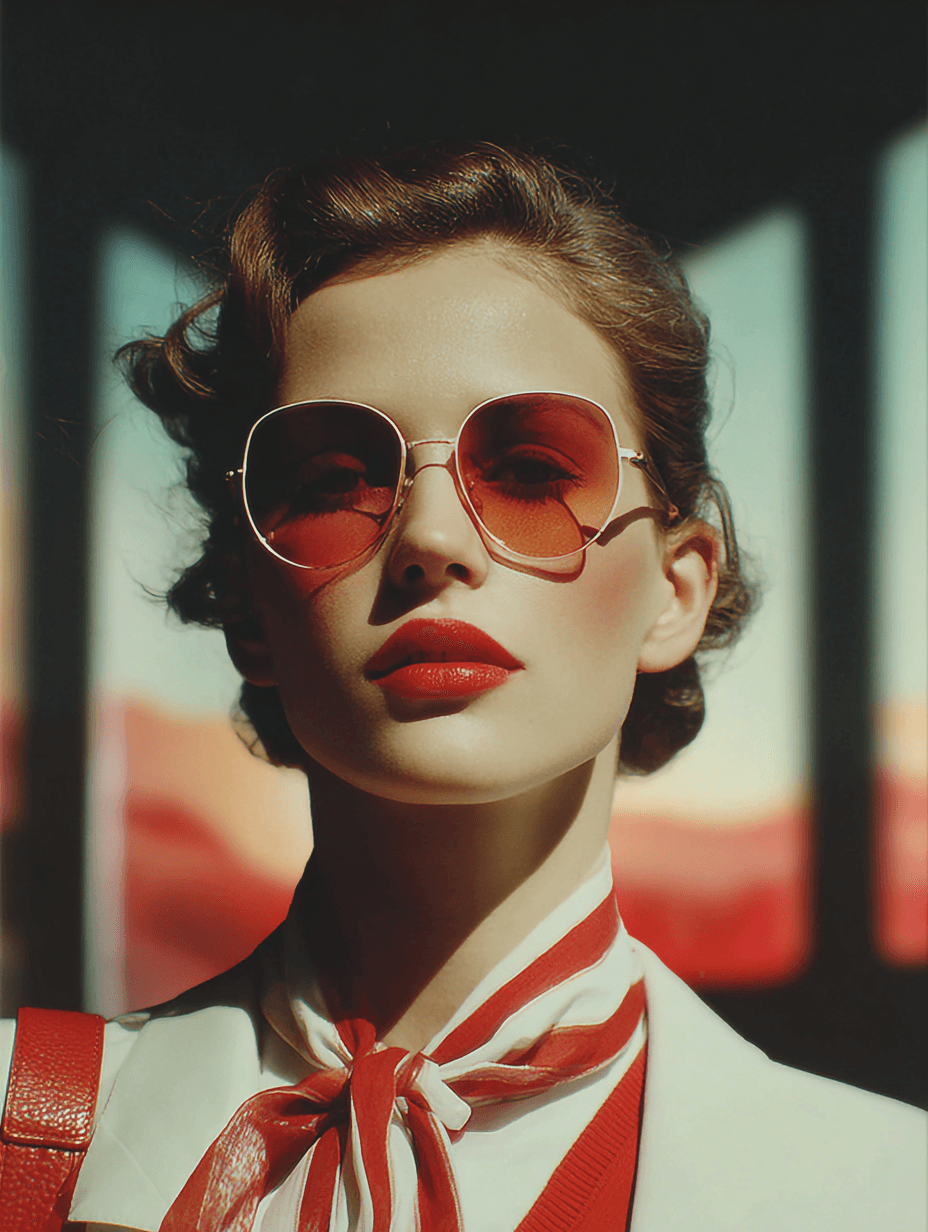 Vintage Cinematic Woman with Sunglasses Photo