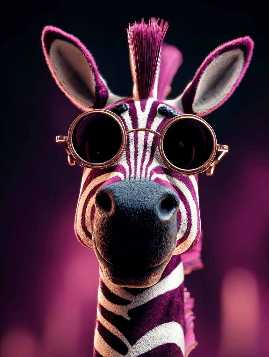 Cinematic 3D Zebra with Sunglasses Render
