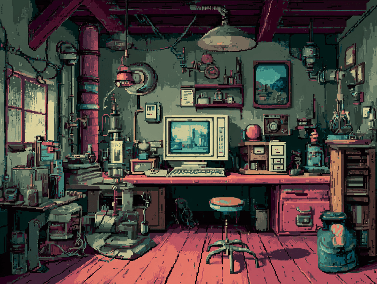 Cluttered Mad Scientist S Laboratory Landscape Scene