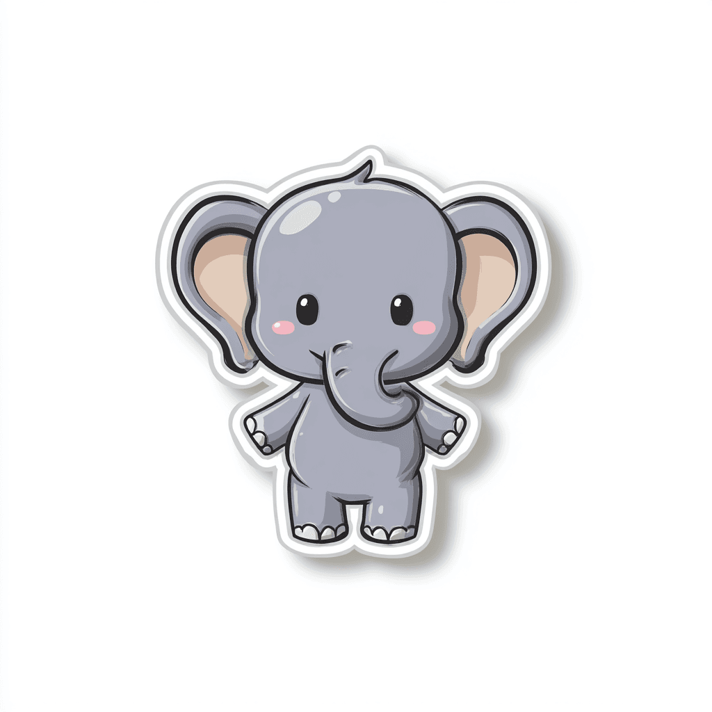 Chibi Baby Elephant Die Cut Sticker