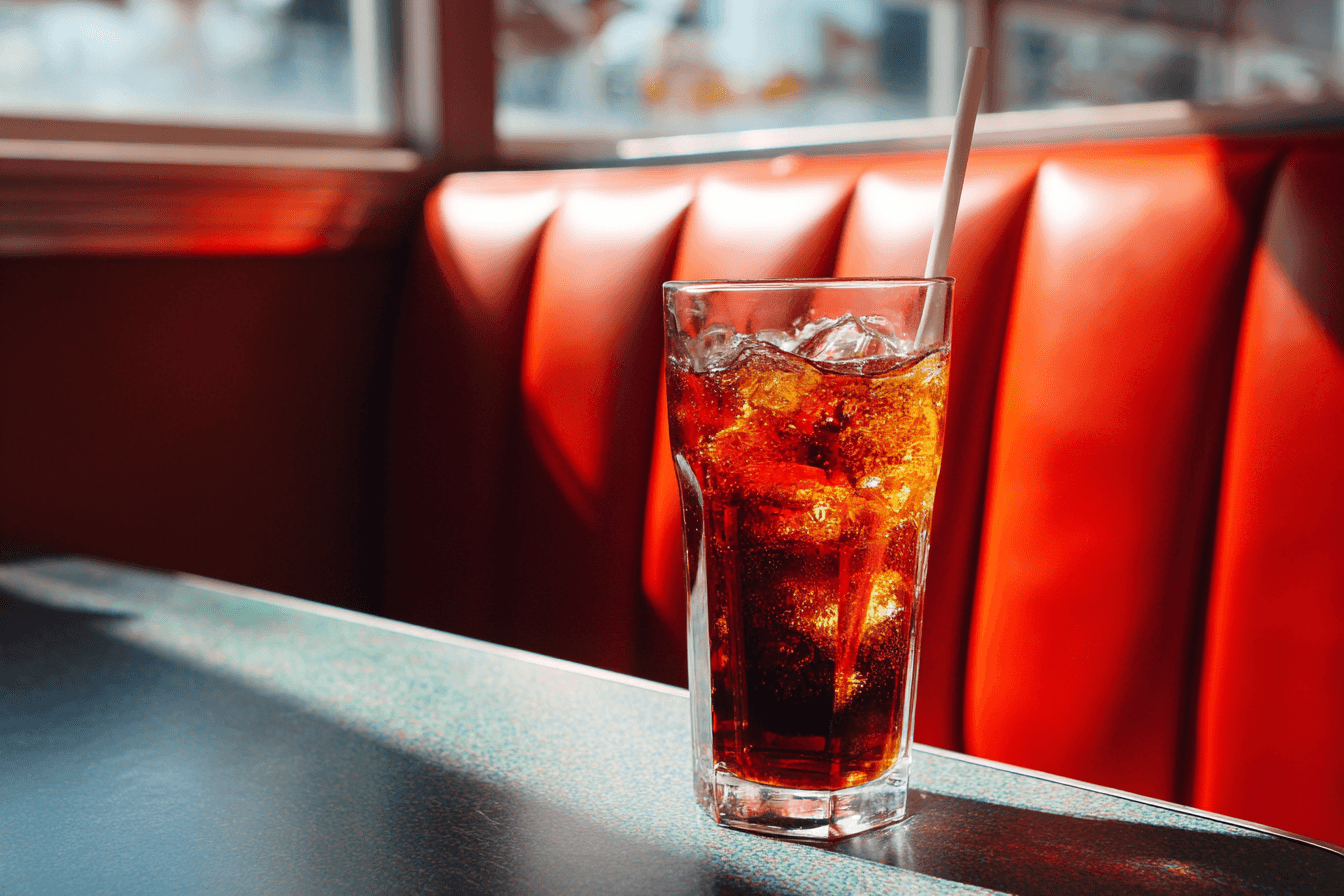 1970s Half-empty Glass of Soda Photograph