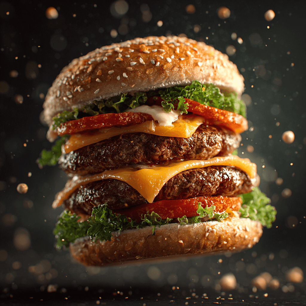 Cinematic Floating Food Burger Photo