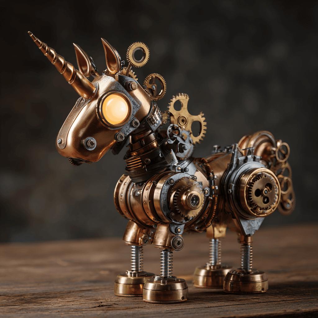 Steampunk Unicorn Robot Character