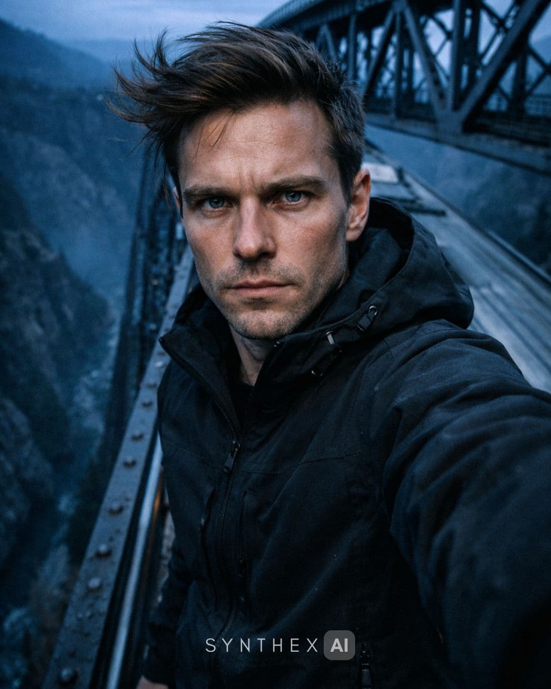 Generate Moving Train Canyon Selfies