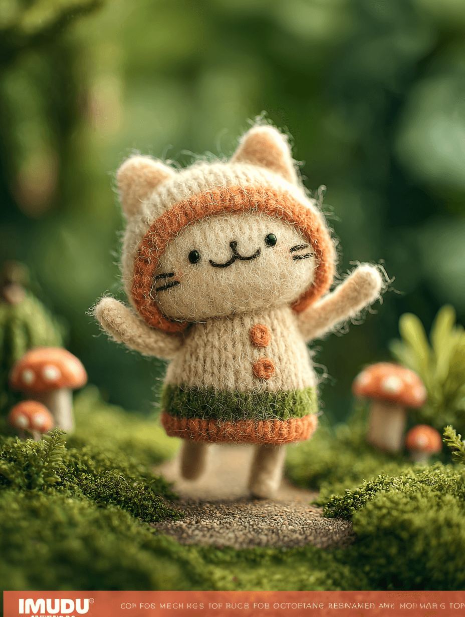 Handcrafted Wool Baby Kitten Character